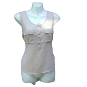 Active USA Sheer neutral top half button down M